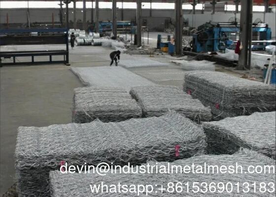 شبكة سداسية ملحومة مجلفنة أو مطلية بالـ PVC، سلال جابيون وصناديق جابيون 8X10 سم